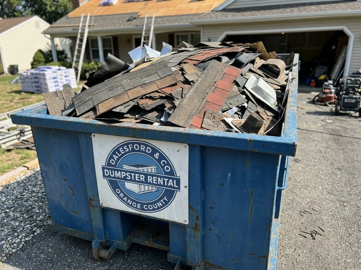 Debris sorted for recovery on a Dalesford & Co Dumpster Rental Orange County job in Orange, CA