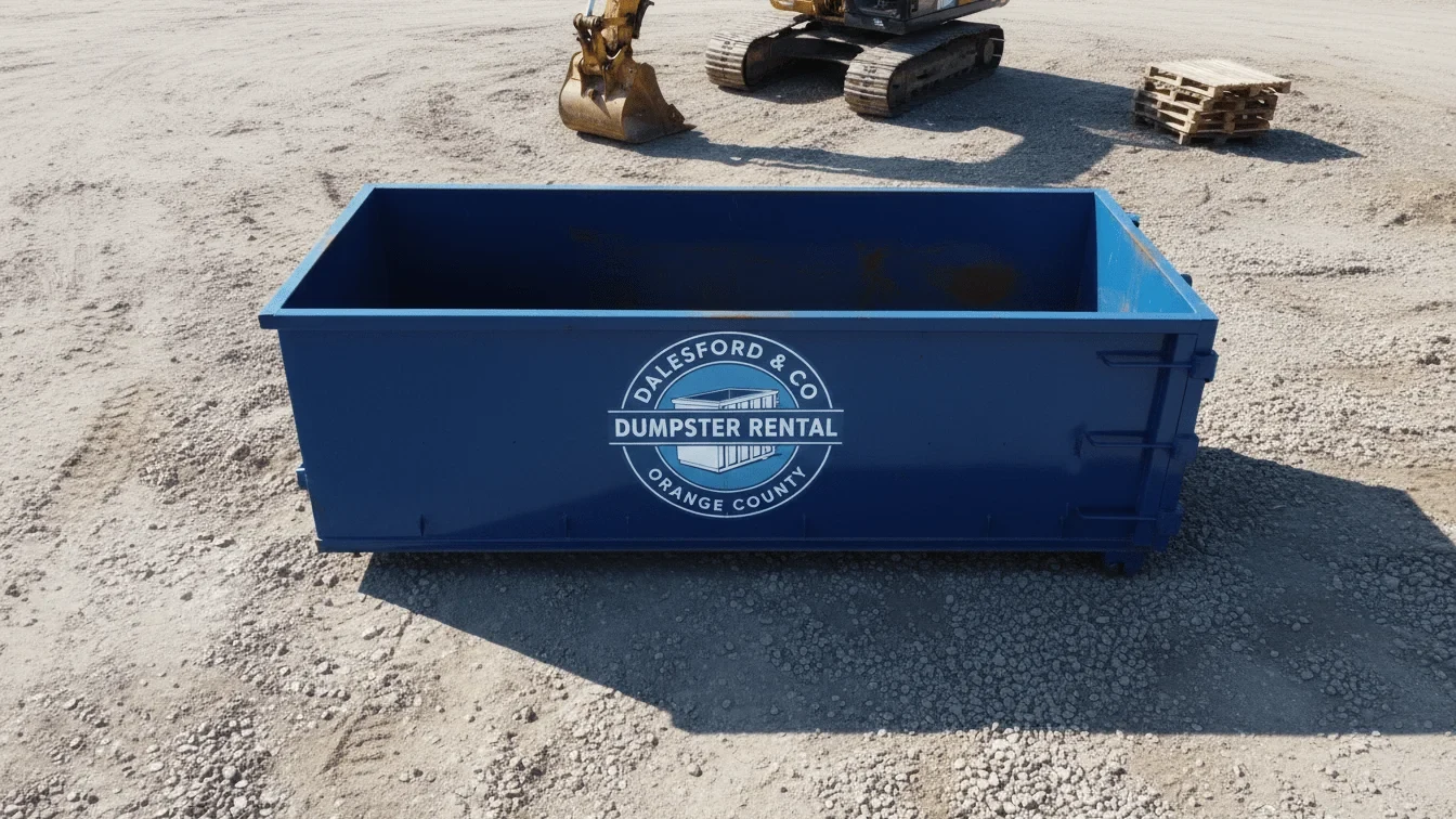 Roll-off dumpster delivered in Orange Park Acres, CA by Dalesford & Co Dumpster Rental Orange County Roll-off dumpster delivered in Orange Park Acres, CA by Dalesford & Co Dumpster Rental Orange County